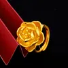 클러스터 링 모란 장미 꽃 모양의 18K 노란 골드 여성 애호가 약혼 결혼 생일 오프닝 쥬얼리 반지 선물