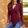 Camicetta di pizzo da donna Patchwork Scava fuori la camicia a maniche lunghe Top Camicetta da donna Casual con scollo a V Camicia da donna Kleding femminile # YJ H1230