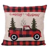 Kerstdecoratie Kussensloop Covers Buffalo Plaid Throw XTmas Tree Red Truck Cushion Cover JK2010XB