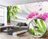 Vert bambou fleurs 3D papier peint décor à la maison salon chambre revêtement mural HD moderne Mural 3d papier peint