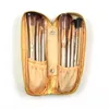 12pcs Gold Makeup Brush Set Professional Golden Leather Bag Wood Handle Cosmetics Make Up Brushes Kits