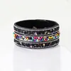 S1799 Hot Fashion Schmuck PU Leder Armband Pailletten Bunte Perlen Kunstleder Armbänder