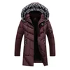 Winter Jackets Men Solid Color Parkas bont Hooded lange mouw Parkas Heren Warm Katoen Hoogte Quility Coat Jacket Slim Fit Overcoat 201128