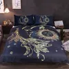 Tartarugas de cama Conjunto de edredão Animal Bohemian Blohemian Dourado Tartaruga Duveta Cover King Size Flores Lotus Home Têxteis Luxo LJ201015