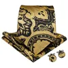 Bow Ties Men Necktie Gold Paisley Wedding Tie For Ring Silk Set Hanky Cufflinks DiBanGu Designer Business JZ03-71921