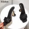 Eilyken 2021 Novo Design Weave Weave Spike Heel Mulheres Saltos Altos Moda Quadrado Toe Senhoras Sapatos Cross-Strap Verão Sandálias X1020