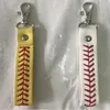 جلود رياضية من الجلد البيسبول Owal keychain softball البيسبول الرياضة الحبل الحبل سلسلة مفاتيح قلادة لبطاقة بطاقة الهوية PH9418723