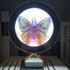 Ronde Cercle Diy Diamant Peinture Miroir Avec Lumières Diy Artisanat Papillon Hibou Licorne Mandala Diamant Mosaïque Perles 201202