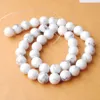 Wojiaer Round Ball Stone Spacer Beads Loose Natural White Fringquoise DIY Make Goyly Bracelet Accessory15 1/2 inches by904