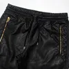 Männer Jogger Kunstleder Jogger Hosen Seitlicher Reißverschluss Hip Hop PU Leder Haremshosen Reißverschluss Beinöffnung Hosen Kordelzug Taille 201110