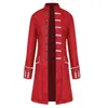 Vestes pour hommes Long manteau hommes Style anglais hiver chaud Vintage Tailcoat rouge unisexe veste vêtements d'extérieur boutons col montant G31