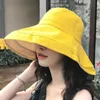 COKK Hat Women Bucket Hat Double sided Colour Summer Sunshade Sunscreen Foldable Sun Hat Beach Vacation Korean Style Wide Brim Y20198v