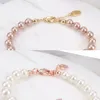 4 kleuren Pearl Kralen Armband Dames Rhinestone Obit Armband Gift voor Love Girlfriend Mode-sieraden Accessoires