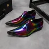 Italy Fashion Multicolor Real Leather Men Oxfords Office shoes Serpentine Wedding groom shoes Dress Business Men Shoes