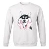 Hot koop-Leuke Grappige hoodies Fahsion ronde hals trainingspak Cartoon Husky Print 2020 Nieuwe Heren lente herfst Sportkleding effen kleur Sweatshirt