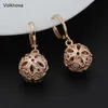 Chandeleiro Dangle Volkhova 2021 Brincos 585 Rose Gold Hollow Round para mulheres Aniversário de Bola de Flor1