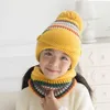 Hot-selling winter plush children's knitted hat bib mask three-piece warmth thick woolen hat DB210