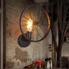 IJzeren fietswielwielwandlampen met enkele kop binnenwandverlichting voor levende eetkamer Home Light Industrie Style