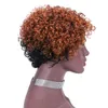 Цветные 1B/30 человеческие волосы с коротким париком Pixie Cut Curly Brazilian Remy Blueless Wigs для чернокожи