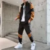 Mężczyźni Moda Kamuflaż Kurtki z Spodnie Bluzy Prosty Dres Drukowane Hip Hop Jogging Homme Mężczyźni Zestaw Moda Zima LJ201125