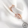 Hoop Huggie 925 Sterling Silver Zircon Bowknot Form Små örhängen Rose Gold Color Round Circle Ear CZ Earings Jewelry For Wome309m