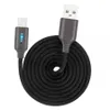 LED USB Type-C Fast Charger Cable 2.1A Lighting Light Up Smart Intelligent Fast Charging Stripe Nylon flätad metalldata Mikro USB-zinklegering för Samsung Huawei