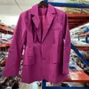 Blazer Feminino DEAT Rosa Vermelho Plissado Temperamento Dividido Nova Lapela Manga Longa Jaqueta Caimento Solto Moda Primavera Outono 1S5570 201114