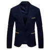 Mens Lange Mouwen Corduroy Blazer Mode Trend V-hals Single Button Solid Color Mens Suits Jas Designer Spring Mannelijke Splicing Casual Pakken