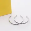 Europe America Designer Fashion Style Lady Women Gold/Silver/Rose Color Hardware Engraved Black Enamel F Letter C-shape Hoop Stud Earrings 3 Color