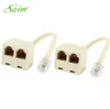 6P4C RJ11 2 Way Telephone Plug to RJ11 Socket Adapter Connector Splitter for Landline Telephone Cable 2Pcs new7634512