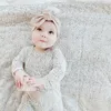 Newborn Baby Rompers 0-24M Осенний Сплошной Цвет Младенческий Мальчик Девушка Органические Хлопчатобумажные Ромпер Детская Комбинезон Сплошная Одежда Теплый Outfit 201027