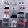 6pcs chaussures en plastique case épaissie tiroir transparent boîtes de chaussures en plastique boîtes de chaussures d'empilable Boîte à chaussures Boîte à chaussures C0116