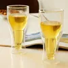 Glasses Double Walled Beer Glass Hopside Longneck Upside Down Gift Inverted Drinking Transparent Creative Wine Glass Cup LJ200821267I