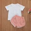 0-4Y été enfants bébé filles beaux ensembles de vêtements imprimé Animal à manches courtes t-shirts solides Shorts 2 pièces