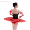 Tutu de Ballet en Tulle rouge et velours noir, Costume de danse de crêpes, spectacle sur scène, Tutu pré-professionnel pour filles et femmes