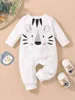 Baby Cartoon Graphic 3D Ear Design Footed Jumpsuit SHE