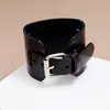 Simple Vintage large noir marron cuir réglable ceinture bracelets porte-bonheur bracelet Punk hommes mode bijoux de fête