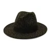 Fs bege lã plana lã feltro jazz fedora chapinha homens mulheres leopard fita banda decoração de panamá de chapéu formal de outono de inverno tap7156177