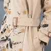 Moda Maré Outono Nova Qualidade Casual Moda Mulheres Solto Plus Impressão Dupla-Breasted Lapel Trench Coat TC719 201110