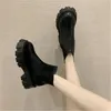 New Fashion Primavera Autunno Chunky Sneakers Stivaletti con plateau femminile Stivali con plateau con tacco spesso da donna Lavoratore nero