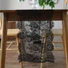 Dream NS 35x300cm European chair yarn black eyelash lace table flag wedding decoration Christmas day party Y201020