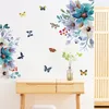 Stickers Muraux Fleurs Peintes Papillon Salon Chambre Porche Décoration Stickers Amovible Romantique Décor À La Maison