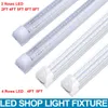 8FT Linkable LED Shop Light Fixture LED Tube Lights 2FT 4FT 5FT 6FT 8 Feet T8 56W 72W 120W Double Side V Shaped Integrated Fluorescent Light Replacment