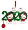 Christmas Quarantine Snowman Personalized Ornaments Survivor Family of 3 4 5 With Face Masks Hand Sanitized Decorating Creative Toys YHM19-ZWL
