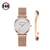 Dropship Japan Quartz Creative Design Impaterproof Rose Gold en acier inoxydable Mesh 1 set Bracelet Ladies Watches Relogio Feminino 201114