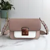 패션 콘트라스트 스티치 여성 어깨 가방 고품질 가죽 절묘한 디자인 작은 사각형 가방 휴대용 메신저 가방