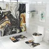 Abstract Bathroom Mat and Shower Curtain Set Home Decoration U-Shaped Toilet Rug Microfiber Toilet Carpet Seat Cover Mat265t