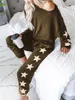 Jesienny dwuczęściowy zestaw dres damski odzież gwiazda pulower z nadrukiem Top + spodnie sportowy strój do joggingu kobiece stroje casualowe w salonie