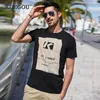 Kuegou Pamuk Spandex Erkekler S Tshirt Kısa Kollu Baskı Yaz T Shirt Erkekler Siyah Beyaz Erkekler S T Shirt İnce Top Mt 1642 LJ200827