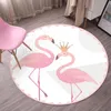 Europe du Nord Flamingo Licorne Tapis Rond Dessin Animé Salon Chambre Enfants Jouer Tapis Chaise Suspendu Panier Cercle Tapis Antidérapant 220301